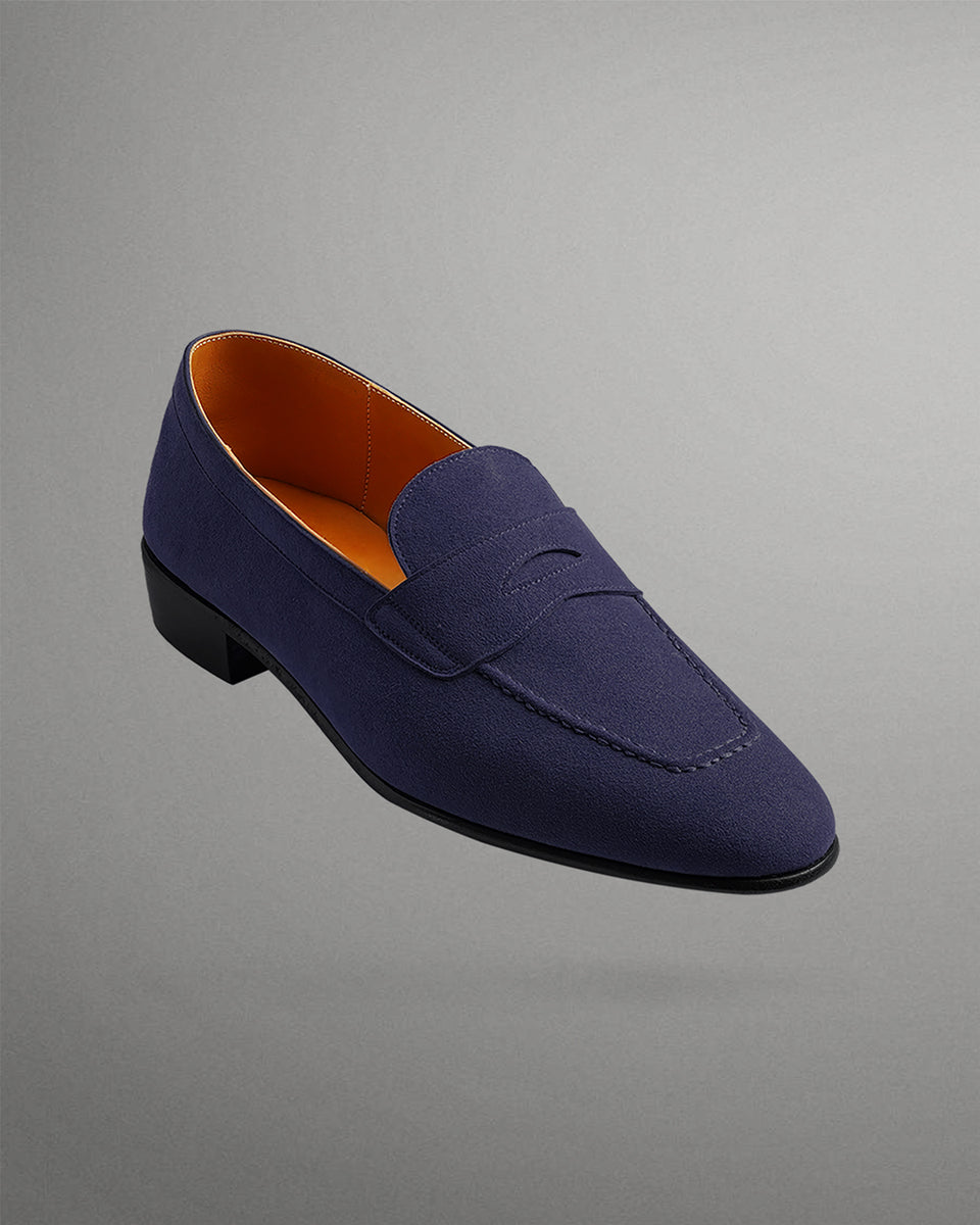 Mens blue suede hot sale loafers shoes